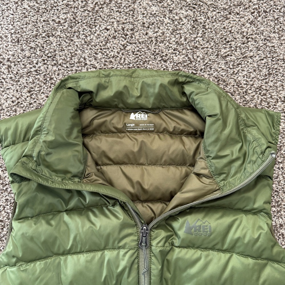 REI Co-Op Vest Women's Large Green 650 Down Puffer Full Zip Packable Lightweight